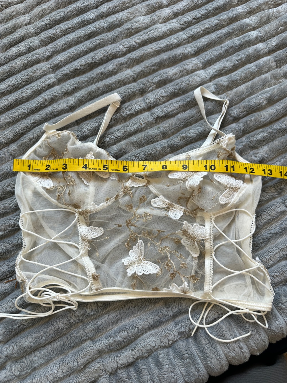 Embroidered Lace floral butterfly Corset Cami in Ivory - Picture 4 of 4